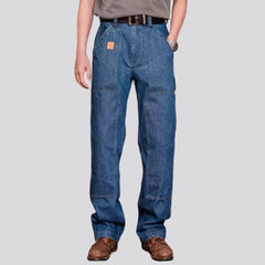 Straight medium-wash work jeans for men