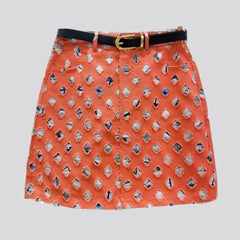Mini ripped denim skort for women
