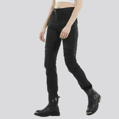 High-waist sanded moto jeans for ladies