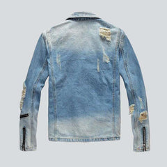 Contrast blue biker denim jacket