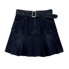 Dark blue denim skater skirt