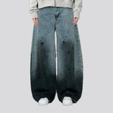 Dark paint boho men's jeans