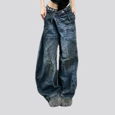 Dark stonewashed slouchy women's jeans