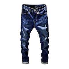 Denim blue ripped men's jeans