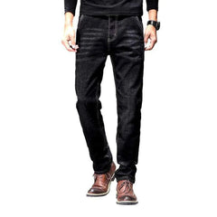 Diagonal pocket black men's jeans