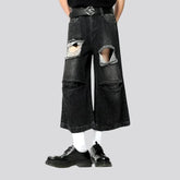 Distressed baggy fit men's jeans shorts