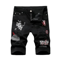 Distressed denim shorts for men