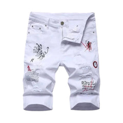 Distressed denim shorts for men
