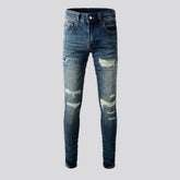 Distressed elastic men's jeans