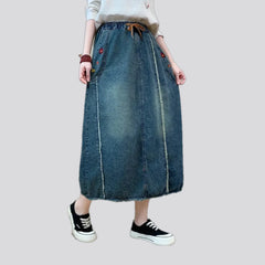Distressed high waist jean skirt