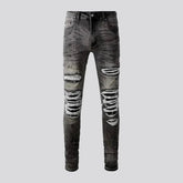 Distressed skinny biker jeans for men