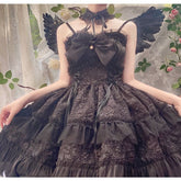 Dreamy Angel Cute White Black Pastel Bows Lolita Dress