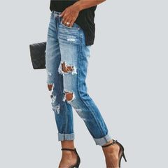 Light blue ripped women's jeans