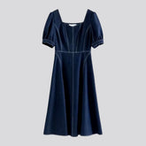 Elastic midi casual jeans dress