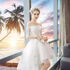 Elegant Off The Shoulder White High Low Prom Dresses