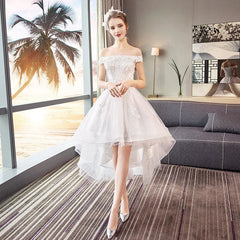 Elegant Off The Shoulder White High Low Prom Dresses