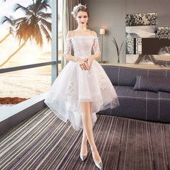 Elegant Off The Shoulder White High Low Prom Dresses