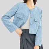 Embroidered extra-large jean blazer for women