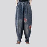 Embroidered retro women's jean joggers