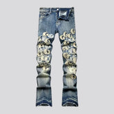 Embroidered vintage style jeans for men