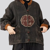 Embroidered vintage women's jeans chore jacket
