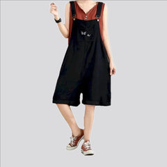 Embroidered women's denim overall