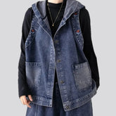 Embroidered women's denim vest