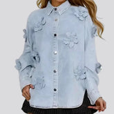 Extra-large fashion chambray jean shirt for ladies