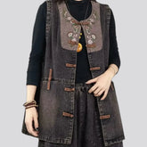 Extra large fit boho vintage women's denim vest