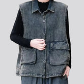 Extra-large fit vintage women's jeans vest
