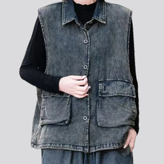Extra-large fit vintage women's jeans vest