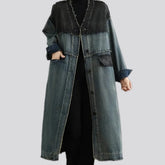 Extra-large mixed pattern women's denim coat