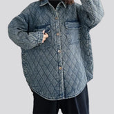 Extra-large quilted denim chore jacket for women