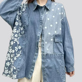 Extra-large striped style women's jean shirt