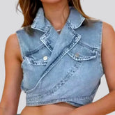 Extra-large stylish multi-layer women's denim vest