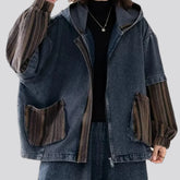 Extra-large vintage boho denim jacket for ladies