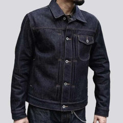 Selvedge dark wash jean jacket for men