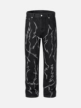 We Love Stret Lightning Embroidered Straight Leg Jeans