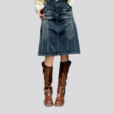 Faded abraded casual denim skirt