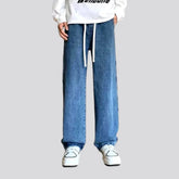 Faded light baggy-leg men's denim joggers