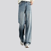 Faded lines casual high waist women's jeans