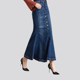 Faded wash boho denim skirt