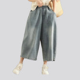 Faded wash women's denim culottes