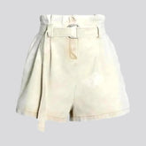 Fashion faded wash wide fit women's jean shorts