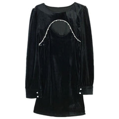 Fashion Girl Pearl Hollow Two-piece Slim Dress EE0712