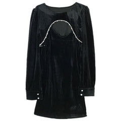 Fashion Girl Pearl Hollow Two-piece Slim Dress