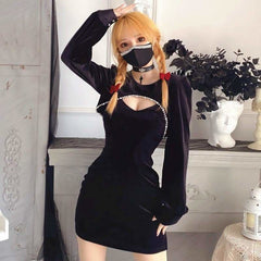 Fashion Girl Pearl Hollow Two-piece Slim Dress