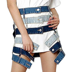 Fashion patchwork denim skirt for women