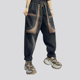 Fashion patchwork stylish women's denim joggers