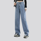 Fashion striped high waist women's jeans